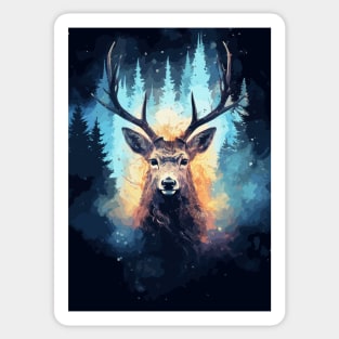 Deer Nature and Cosmos Galaxy Sticker